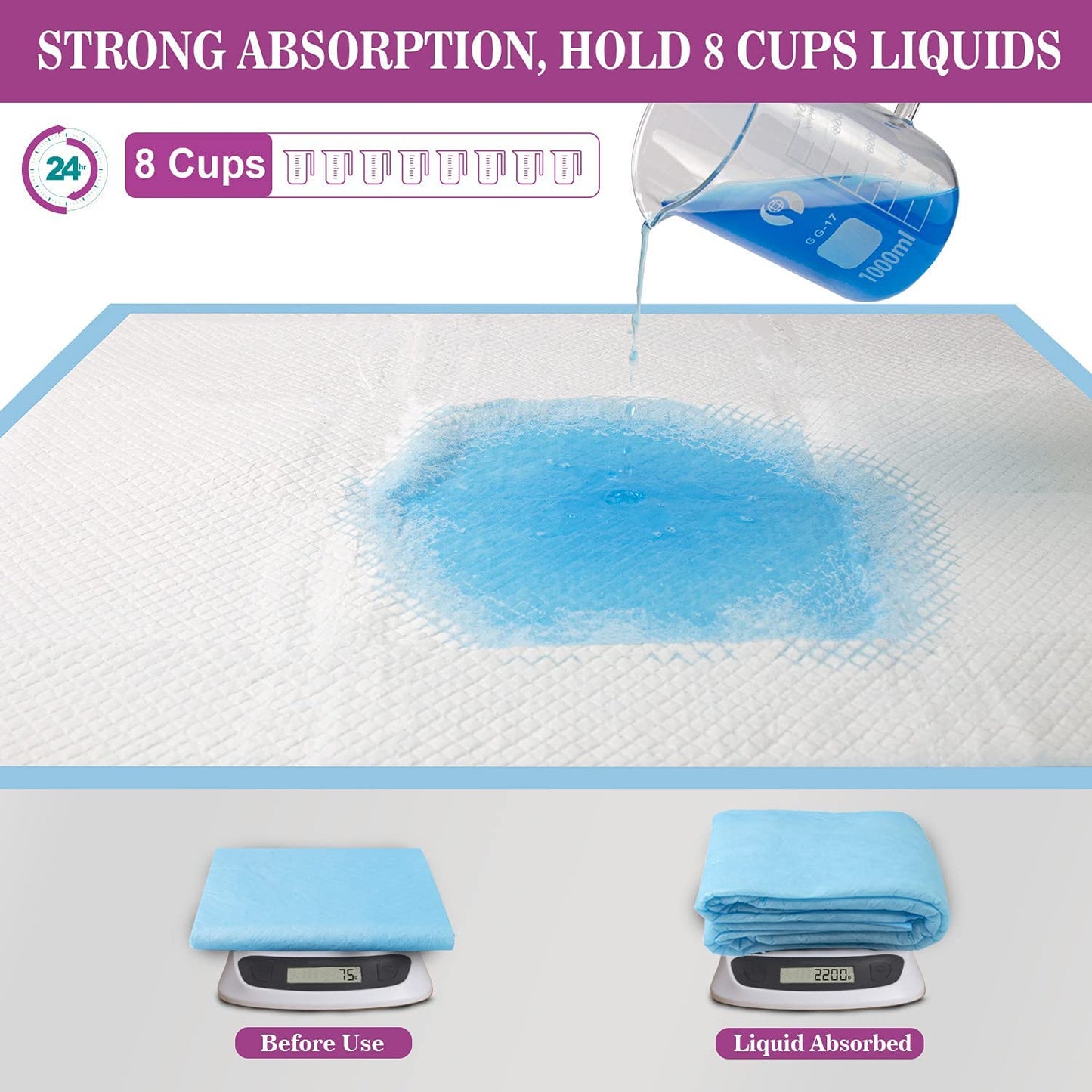 Dog Pee Pads,28"x30"L-Large,Super Absorbent & Leak-Proof 30~50count