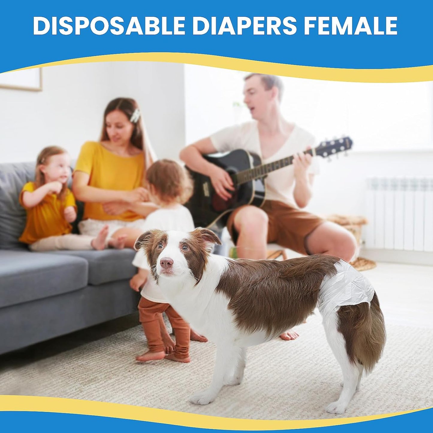 Dog Diapers Female | 30 Count (L)| Breathable & Adjustable Disposable Dog Diapers | Super Absorbent Puppy Diapers