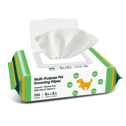 Cat Wipes Cleaning Fur, Extra Thick Dog Wipes for Paws and Butt Puppy Wipes, 8 Glove Wipes Included