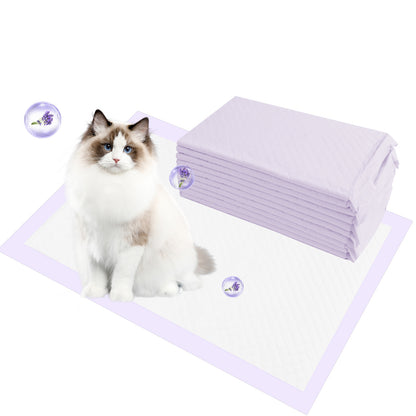 Cat Pads 16.9" X 11.4", Lavender Scent, 30 Ct | Pee Pads for Cats | Thickened 6-Layer Super Absorbent