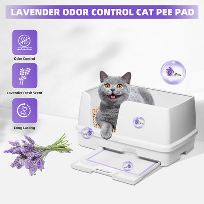 Cat Pads 16.9" X 11.4", Lavender Scent, 30 Ct | Pee Pads for Cats | Thickened 6-Layer Super Absorbent