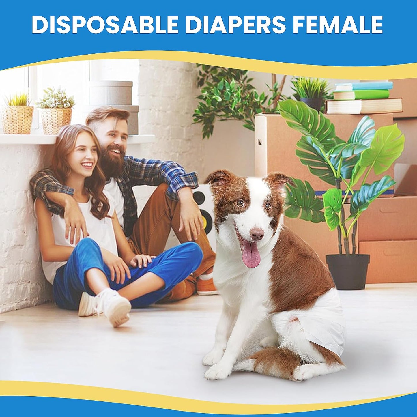 Dog Diapers Female | 30 Count (L)| Breathable & Adjustable Disposable Dog Diapers | Super Absorbent Puppy Diapers