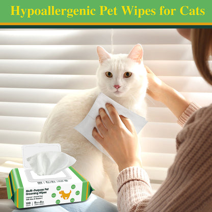 Cat Wipes Cleaning Fur, Extra Thick Dog Wipes for Paws and Butt Puppy Wipes, 8 Glove Wipes Included